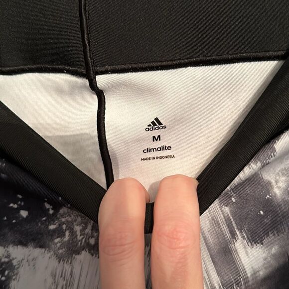 Adidas Climalite Black & White & Grey Tie Dye Mid Rise Activewear Legging - Picture 5 of 10